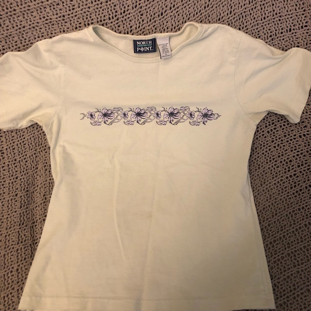 Pale green Graphic tee with floral design